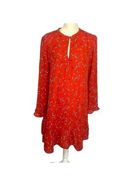 Banana Republic Factory Dress Red Ruffle Hem Swing Shift A-line Women’s Size L